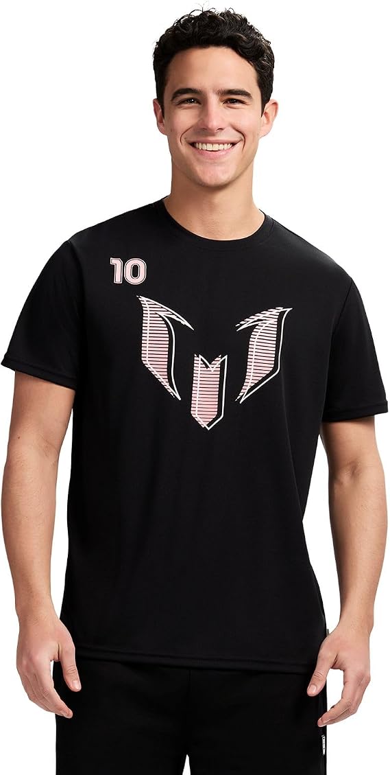 Messi Men's Wingstar Closed Eye Mesh Tee, Short Sleeve T-Shirt