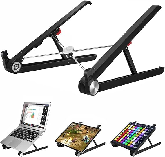 Bix SAIJI X1 Laptop Sehpası, Katlanabilir, Tablet Sehpası, Alüminyum Alaşım, Online Sınıf Çalışması, Duruşu İyileştirme, Isı Dağılımı Macbook, iPad ve 10-15,6 inç Olan Tüm Cihazlar ile Uyumlu. Siyah