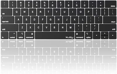 Kuzy Compatible with MacBook Pro Keyboard Cover with Touch Bar for 13 and 15 inch 2019 2018 2017 2016 Model A2159, A1989, A1990, A1706, A1707 Silicone Skin Protector, Oxy Black