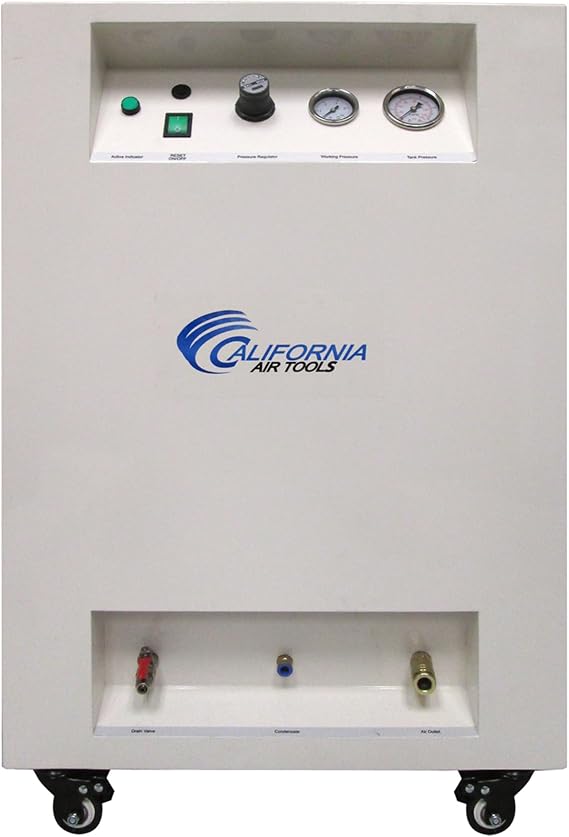California Air Tools 8010DSPCAD 1.0 HP Ultra Quiet & Oil-Free Air Compressor in Sound Proof Cabinet, 8 Gallon Steel Tank, 40 dBA Noise Level, with Automatic Drain Valve, Air Dryer, and Aftercooler