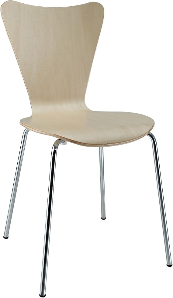 Modway Ernie Mid-Century Modern Wood Stacking Kitchen and Dining Room Chair in Natural