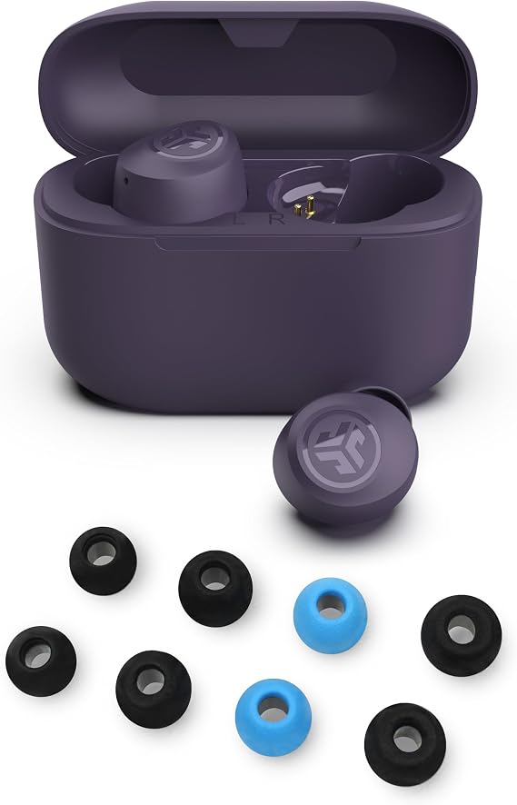JLab Go Air Pop+ True Wireless Bluetooth Earbuds in Violet Plus Cloud Foam Mnemonic Earbud Tips