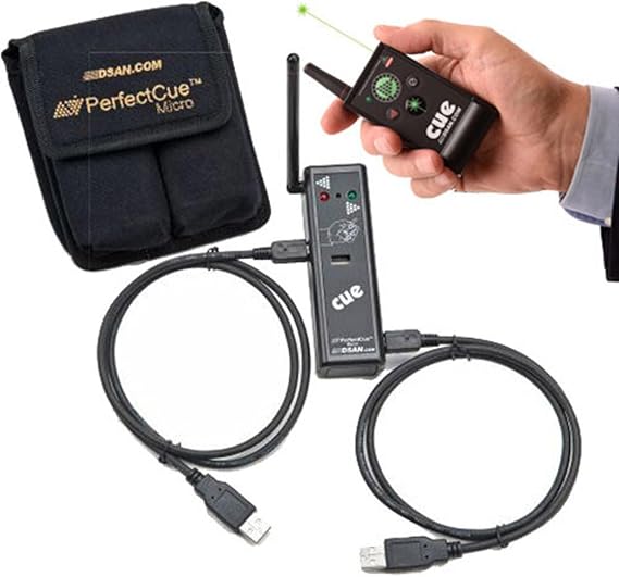 DSAN PerfectCue Micro Ultra Compact Cue Light Remote Presentation Controller with PC-AS4 3-Button Green Laser Wireless Transmitter