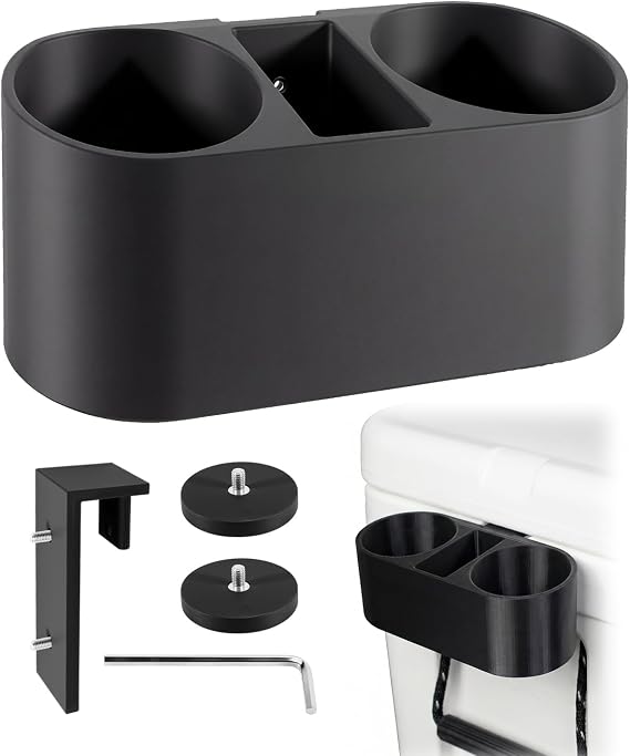 Cooler Cup Holder Compatible with YETI Tundra, Magnetic Dual Mount Drink Bracket | Dual Mount Cooler Cup Holder With Magnetic & Screw Installation For Camping, Tailgating And Outdoor Adventures