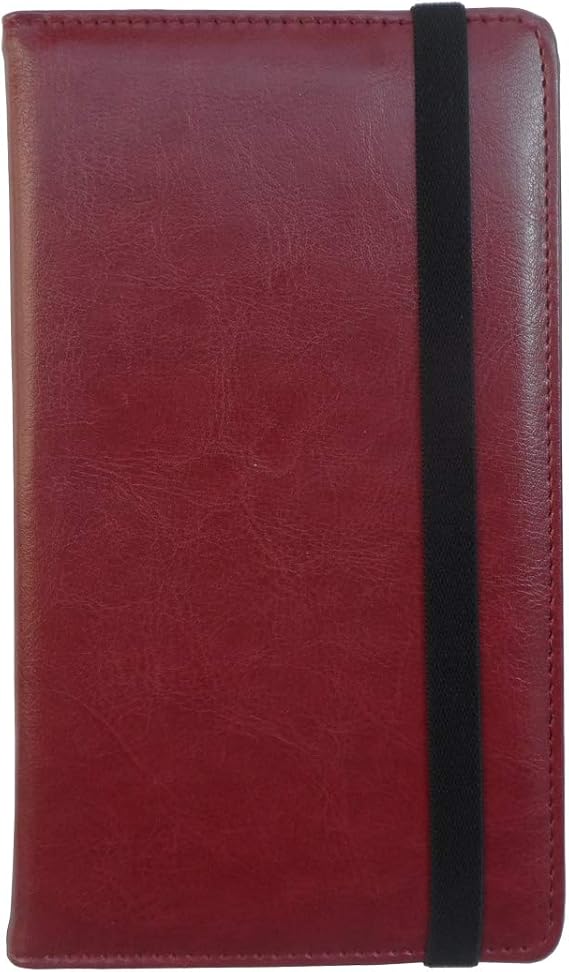PU Leather Business Card Book Organizer Journal Name Card Book Holder with Elastic Closure Hold 240 Cards Wine Red