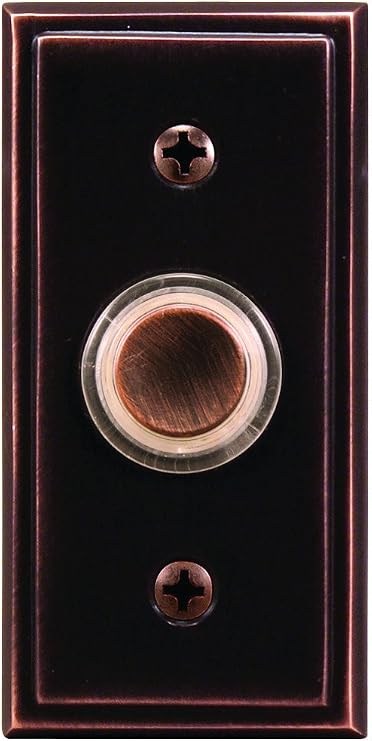 Heath Zenith SL-602-02 Wired Push Button with Recessed Mount and Halo-Lighted Center, Antique Copper