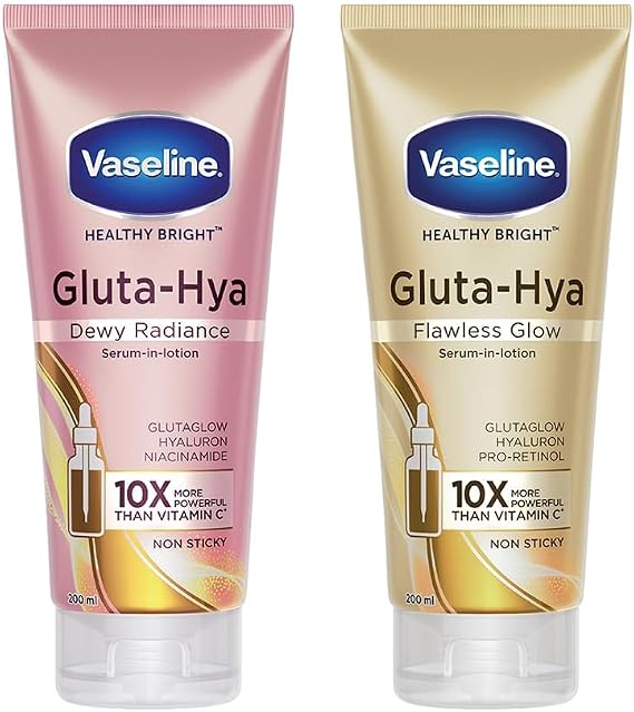 VaselinGluta-Hya Flawless Glow + Dewy Radiance Body Lotion, 200ml Combo Pack