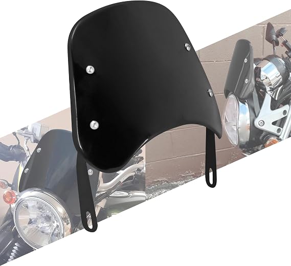 Motorcycle Headlight Windshield Wind Deflector Windscreen Universal Fit for Harley Yamaha Suzuki (Black)