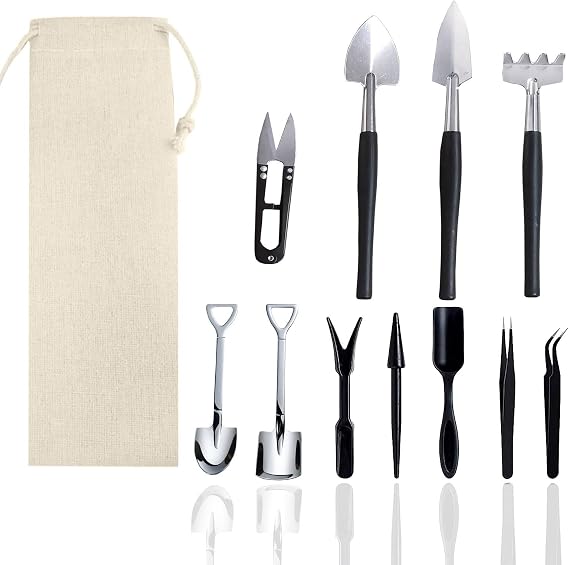 12 Pcs Succulent Tools Set Mini Transplanting Garden Tools Kit for Indoor Gardening Flower Pot Cactus Care