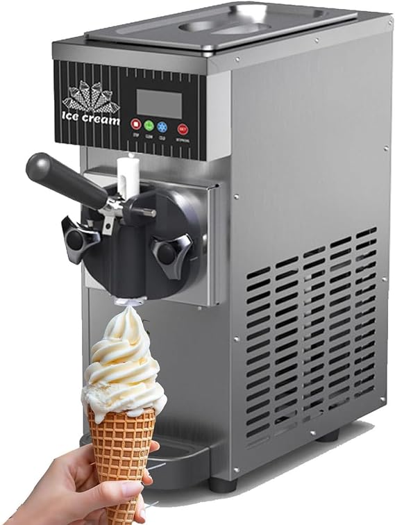 Soft Serve Ice Cream Machine for Home,Countertop Soft Serve Ice Cream Maker,4-5 Kg/H Yield,With Pre-Cooling,Auto Clean,Lcd Panel Soft Serve Maker Single Flavor Soft Serve Ice Cream Machine,Grey