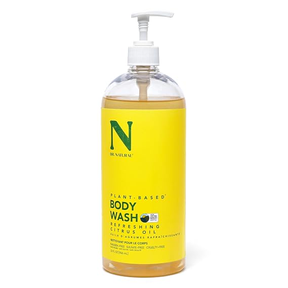 Dr. Natural Body Wash, Citrus, 32 oz - Moisturizing Body Wash for Dry Skin - Pure Plant-Based - with Organic Shea Butter - Hypoallergenic