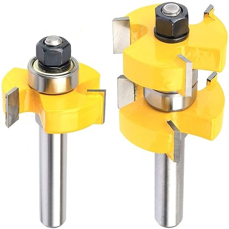 Adjustable Tongue and Groove Router Bit Set 1-1/2" Stock Woodworking Cutting Milling Tools 1/2 Inch Shank