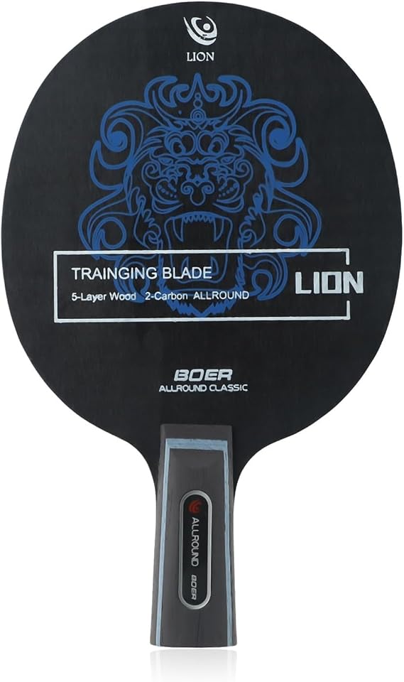 Long Handle Horizontal Grip Table Tennis Featuring 2 Ply Carbon Fiber and 2 Ply Aryl Group Fiber Construction (Short)