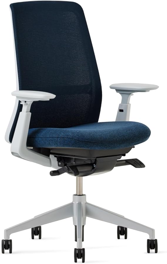 Haworth Soji Mesh Office Chair with Ergonomic Adjustments, Adjustable Desk Computer Chair with Flexible Mesh Back, Without Lumbar Support for Home Office Furniture, Navy