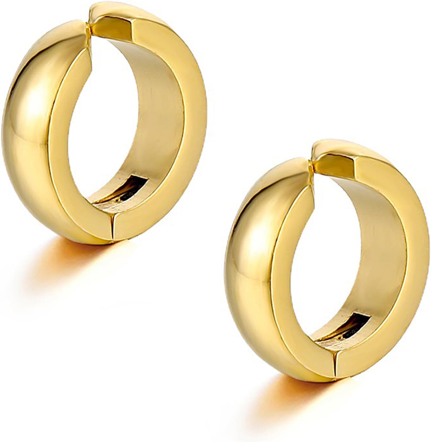 SIISPRI Stainless Steel Mens Womens Clip On Earrings Hoop Huggie Non-Piercing