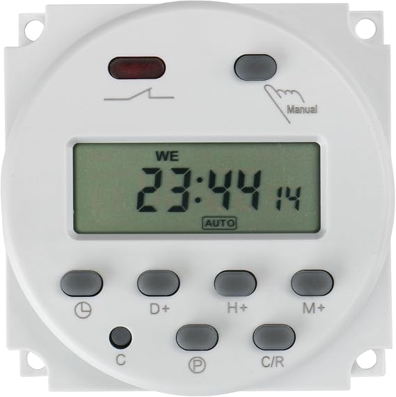 BAOMAIN CN101A 12V Digital Programmable Timer Switch,16A Weekly Relay