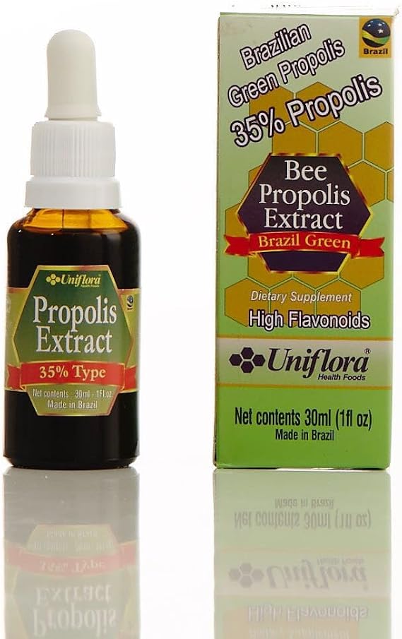 Uniflora Brazilian Green Bee Propolis Liquid Extract 35% Concentration Alcohol-Free 30ml (Pack of 12)