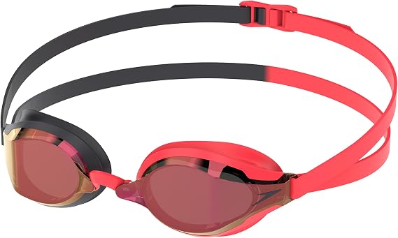 Speedo Adult Unisex Fastskin Speed Socket 2.0 Mirror Swimming Goggles, Black/Smoke/Crimson Mirror, One Size