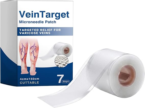 Varicose Vein Patches, 4X150CM Breathable Veins Target Microneedle Patch, Natural Varicose Vein Microneedle Patches for Legs, Non Greasy Veins Ease Target Tape, for All Skin Types