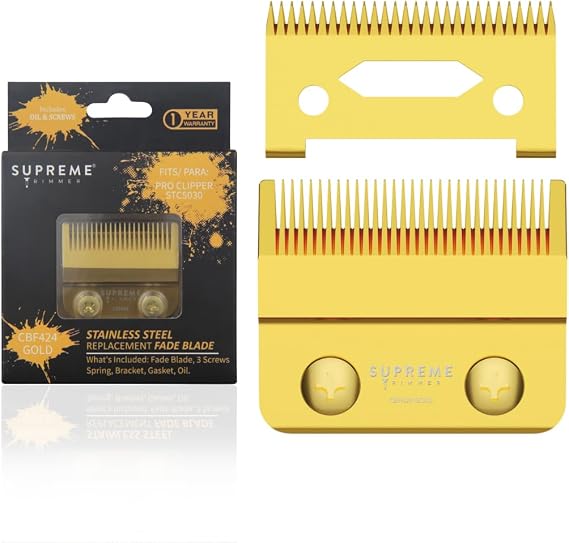 Supreme Trimmer Replacement Fade Blade CBF424 | Steel Blade for Hair Clippers | Gold