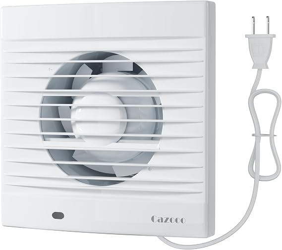 6 Inch Bathroom Exhaust Fan with Plug, 320 m3/h, 35 dB Ultra Quiet, Wall Window Mount Ventilation Fan for Large Bathroom, Kitchen, Laundry, Commercial Use