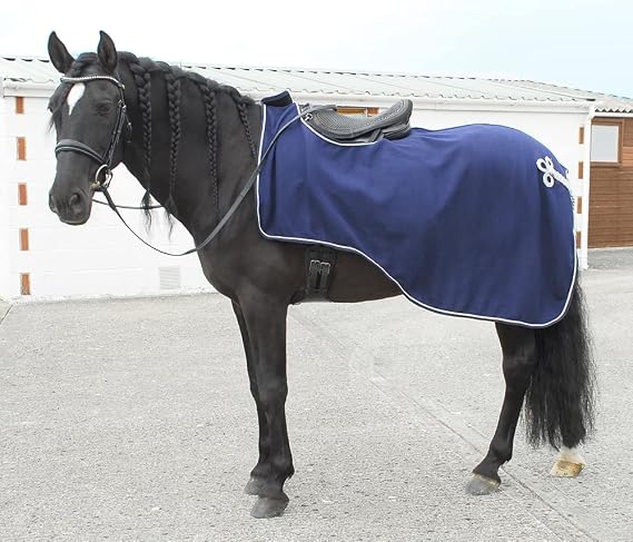 Rhinegold EMBROIDERED RIDE-ON RUG - Navy or Grey - Pony, Cob, Full, Extra Full