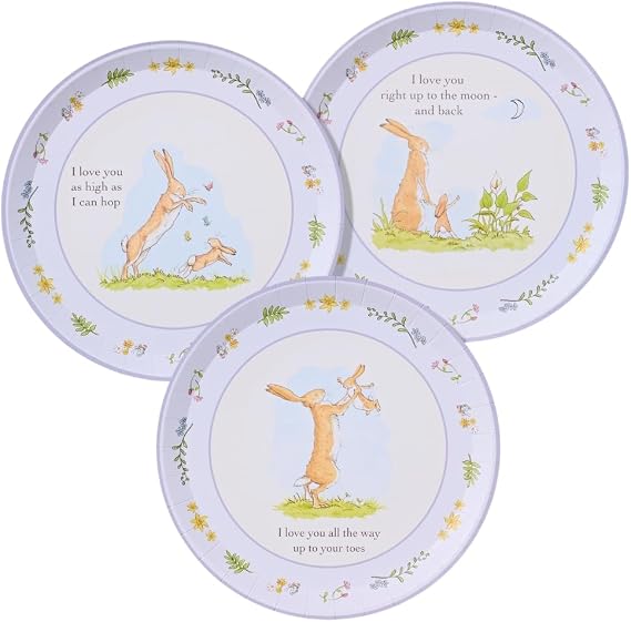 Coterie Guess How Much I Love You Blue Plates Paper (Set of 10 Small Plates) 7.25" Easter Bunny Party Plates with Peter Rabbit & Floral Design Baby Shower, Birthday, Tea Party, Garden Party & More