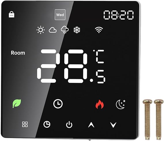 Cryfokt Smart Color Thermostat, 16A Smart Thermostat, Temperature Control, Programmable LCD for Office