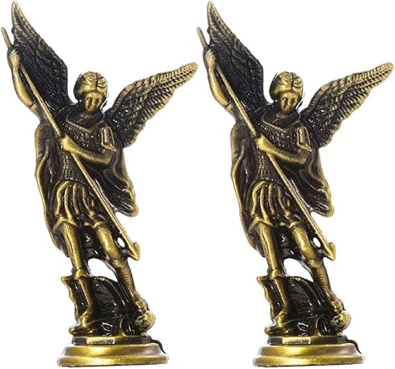 Hrippy Saint Michael Figurine the Archangel Defeating Satan Guardian Statues Crafts for Decorative Home Room Desktop