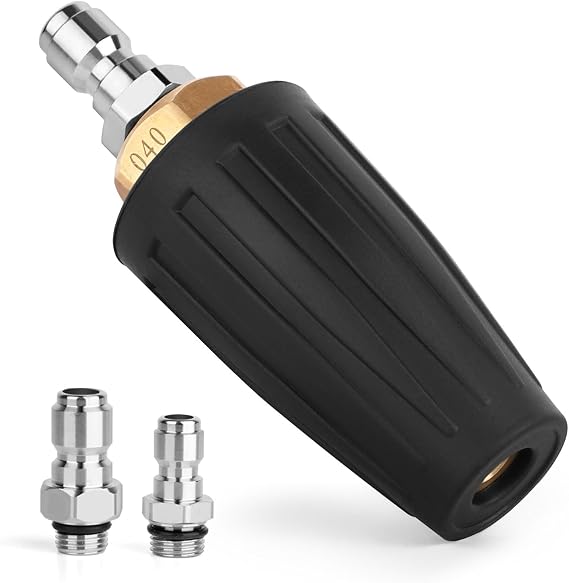 Basınçlı Yıkama Uçları Turbo Nozul, 4000PSI Max.5000PSI 360° Döner Püskürtme Basınçlı Yıkama Turbo Uçları 1/4 "3/8" Hızlı Bağlantı Bahçe Araba Beton Tuğla Vinil Yüzey 4.0 GPM 4.0 Orifis