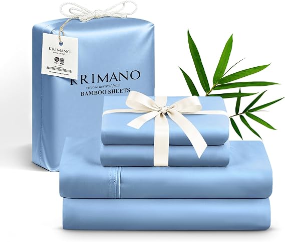 Bamboo Viscose Sheet Set Queen Size, Cooling Sheets Bed Set 4pcs
