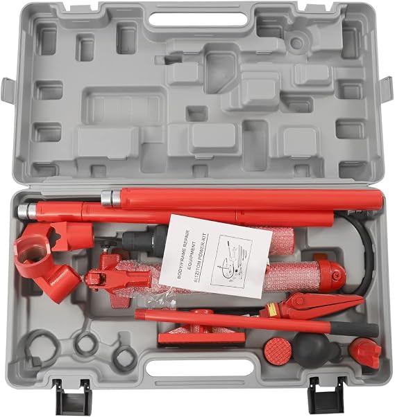 Auto Body Frame Repair Kit, 12 Ton Porta Power Hydraulic Jack, Hydraulic Combined Jack for car Repair, 6 FT Oil Hose Hydraulic Car Jack Ram, with Carrying Storage Case, with 14 Accessories