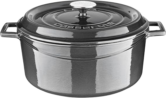 Lava Metal Premium Serisi - Döküm Yuvarlak Tencere, 28 cm, Majolik Gri