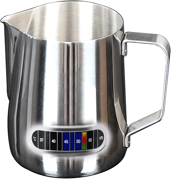Milk Frothing Pitcher, 12oz Stainless Steel Espresso Steaming Pitchers, Milk Frothers Steamer Cup with Tick Mark, Milk Pot Olecranon, Perfect for Espresso Coffee Cappuccino Latte Art,Capresso