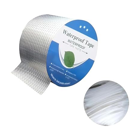 Butyl Aluminium Foil Tape, Heavy Duty Permanent Waterproof Seal for Metal Seams & Gutters, 1mm Thick x 50mm Wide x 5m Long, for Outdoor Building Roofing, Shed, Pipe Leak Repair