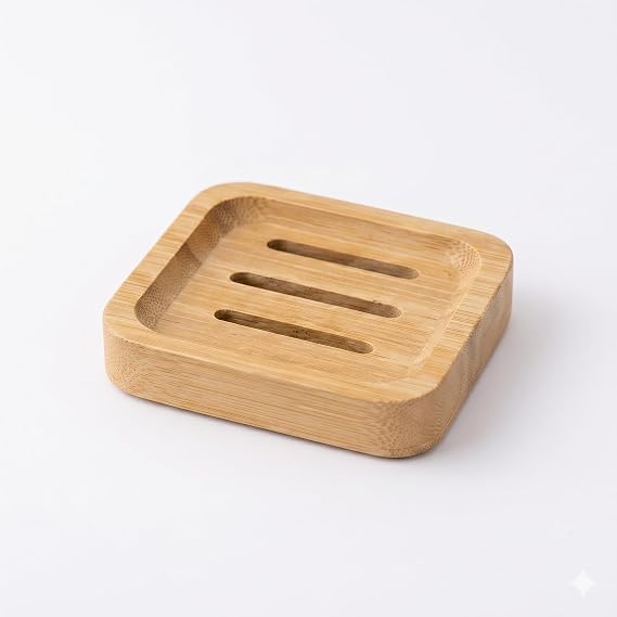 Bambu Ahşap Katı Sabunluk - Su Tahliyeli ve Izgaralı Tasarım - Banyo, Duş ve Mutfak Lavabosu İçin Doğal Sabun Tutucu ve Süngerlik