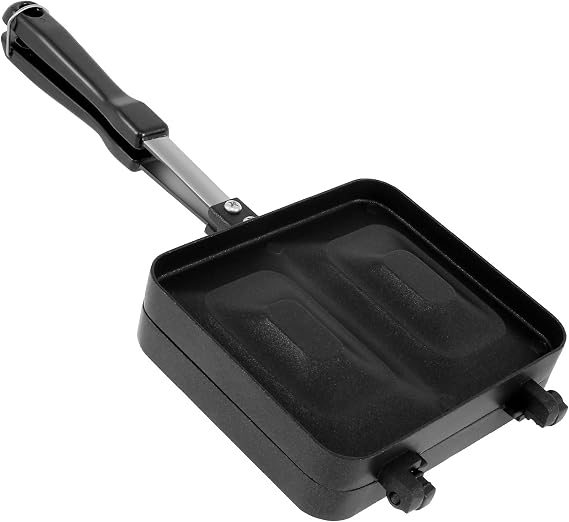 Press Sandwich Maker Double Sided Sandwich Grill Pan 2 Compartment Sandwich Pan Heavy-Duty Aluminum Alloy Grilled Cheese Maker with Handle Non-Stick Sandwich Toaster for Home Kitchen (12.65.