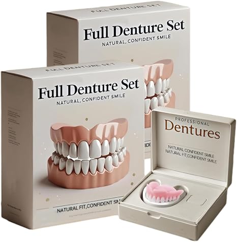 Advanced Customized Full Denture Set, Silicone Reline Denture Set, Soft and Comfortable (2pcs)