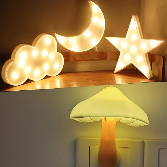 Home Decor Mushroom Shaped Night Light + Star Moom Cloud Night Light