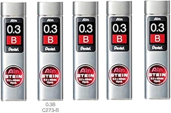 Pentel Ain Mechanical Pencil Leads 0.3mm B, 5 Pack/total 75 Leads Value Set