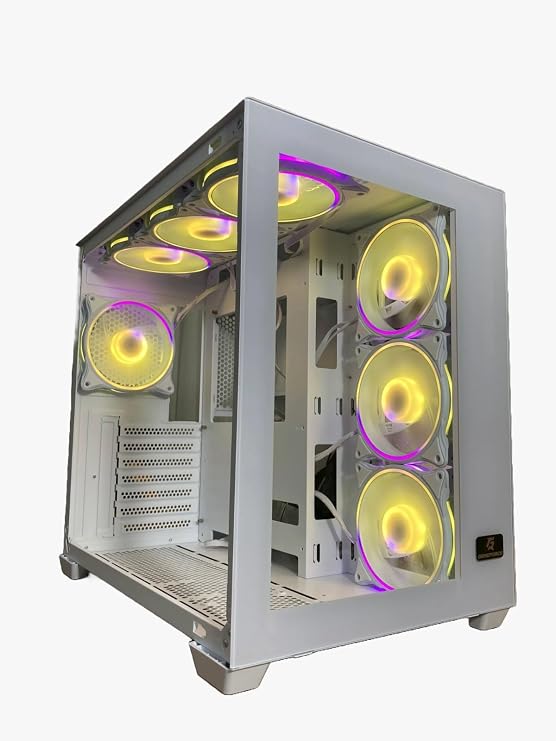 GAMEFORCE LIQUID BEYAZ 7x120mm RGB Fanlı Kumandalı ve Kontrolcülü ATX Oyuncu Bilgisayar Kasası