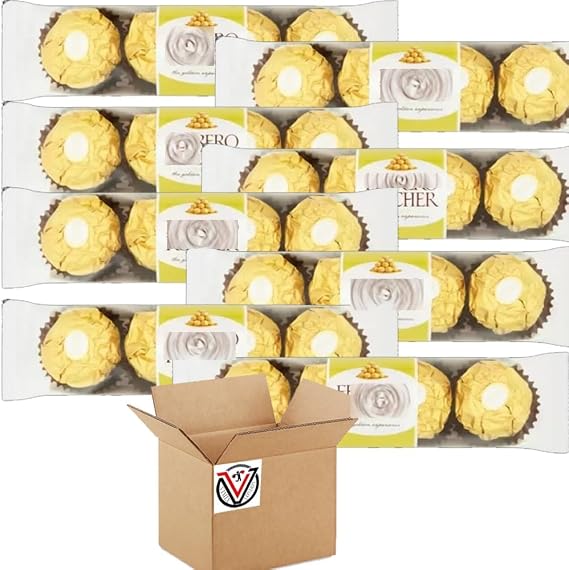 Ferero Rocherr Chocolate 4 Pack 50g - Delicious hazelnut covered in milk chocolate and hazelnut pieces (08 Packs)