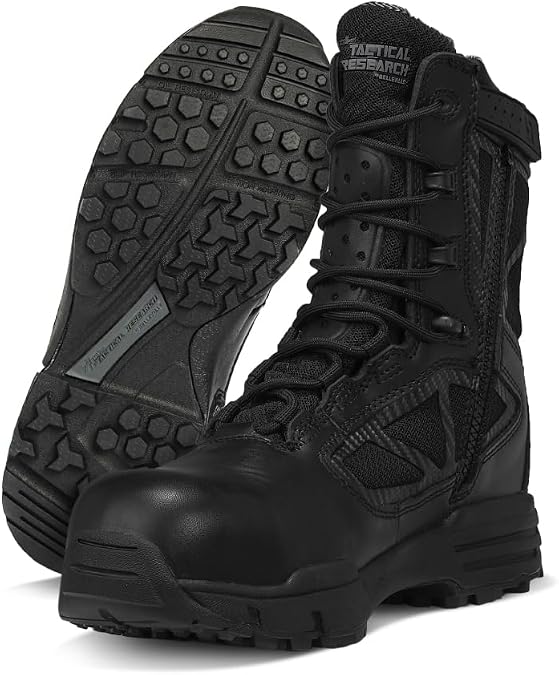 Belleville Chrome TR998Z WP CT 8 Waterproof Black Tactical Boots for Men with Zipper - Featuring Composite Safety Toe, BBP Membrane, and StreetNav Traction Outsole