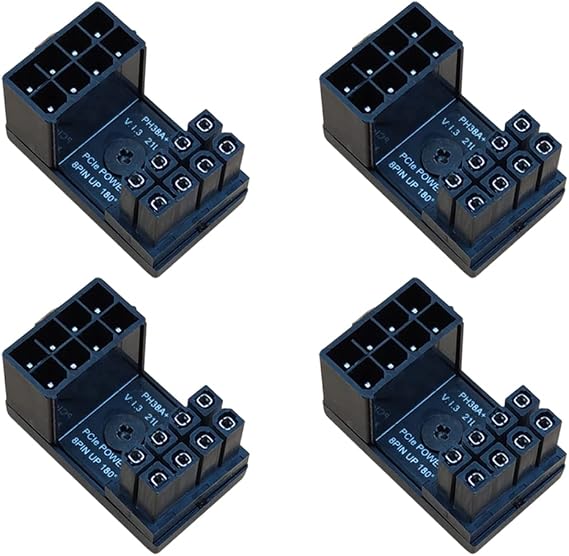 (4-Pack) 8 Pin 180 Degree Adapter, Standard Type GPU VGA PCIe 8 Pin U Turn 180 Degree Angle Connector Power Adapter Board for Desktop Graphics Card