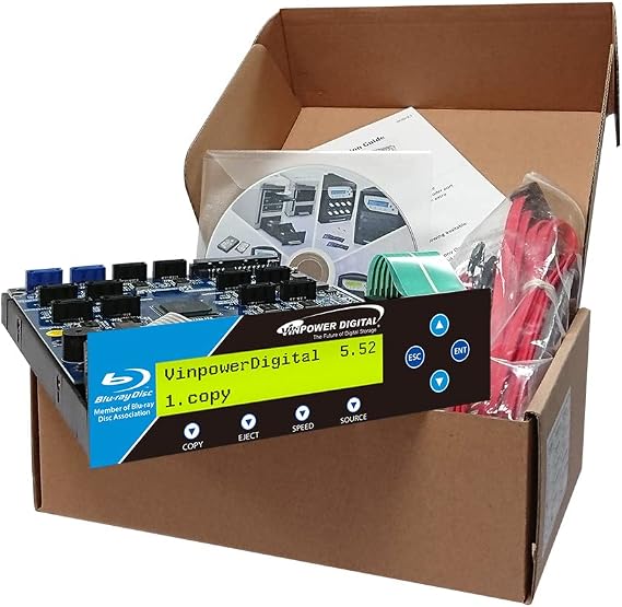 Vinpower Digital 1-11 Manual Tower SATA Controller Blu-ray BD/DVD/CD Disc Copy Duplicator + SATA Cable