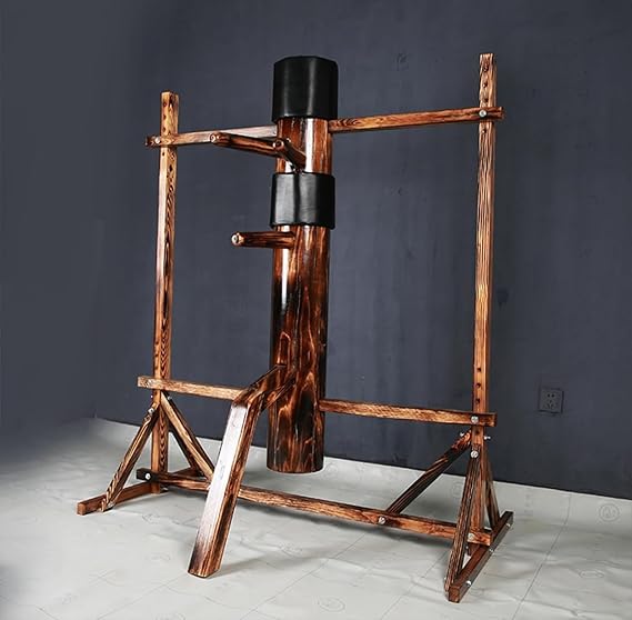 Wing Chun Wooden Dummy with Tripod Base, Adjustable Height Mook Yan Jong for Martial Arts Training, Solid Wood Construction for Enhanced Durability
