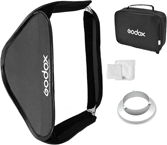 Godox Softbox 60cm x 60cm Portable Collapsible Softbox with Quick Release Bowens Mount Speedring Adapter for Studio Photography - 24" x 24"