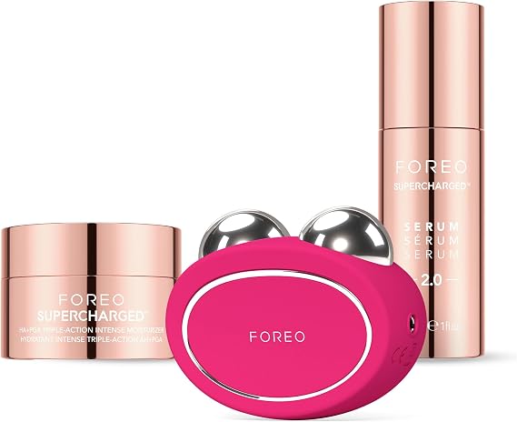 FOREO BEAR 2 + Supercharged Serum 2.0 + HA+PGA Moisturiser Bundle - Fuchsia