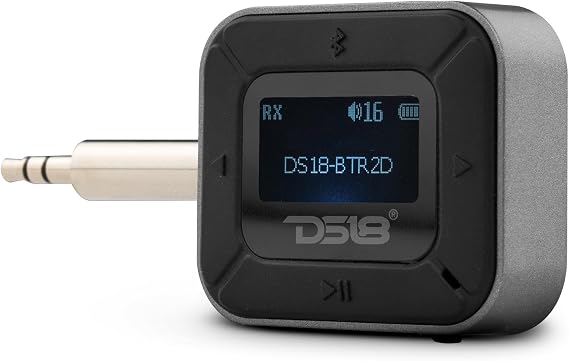 DS18 BTR2D 2 in-1 Wireless Bluetooth 5.0 Transmitter Receiver for Car, Home, TV, PC, Headphones - Dual Devices Simultaneously - up to 12HR Usage - Wireless Audio Adapter 3.5mm Aux with LCD Screen
