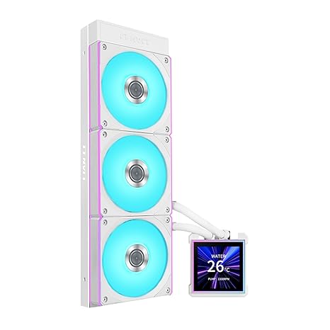 Lian Li HydroShift II LCD-S 360 CL Liquid CPU Cooler, Square Screen, White | 3.4" Hot-Swappable IPS LCD, 3x CL120 ARGB Fans, Slim Radiator, Cleaner Tube Routing, LGA 1851/1700, AM5/AM4 (HS2LCDS36CW)